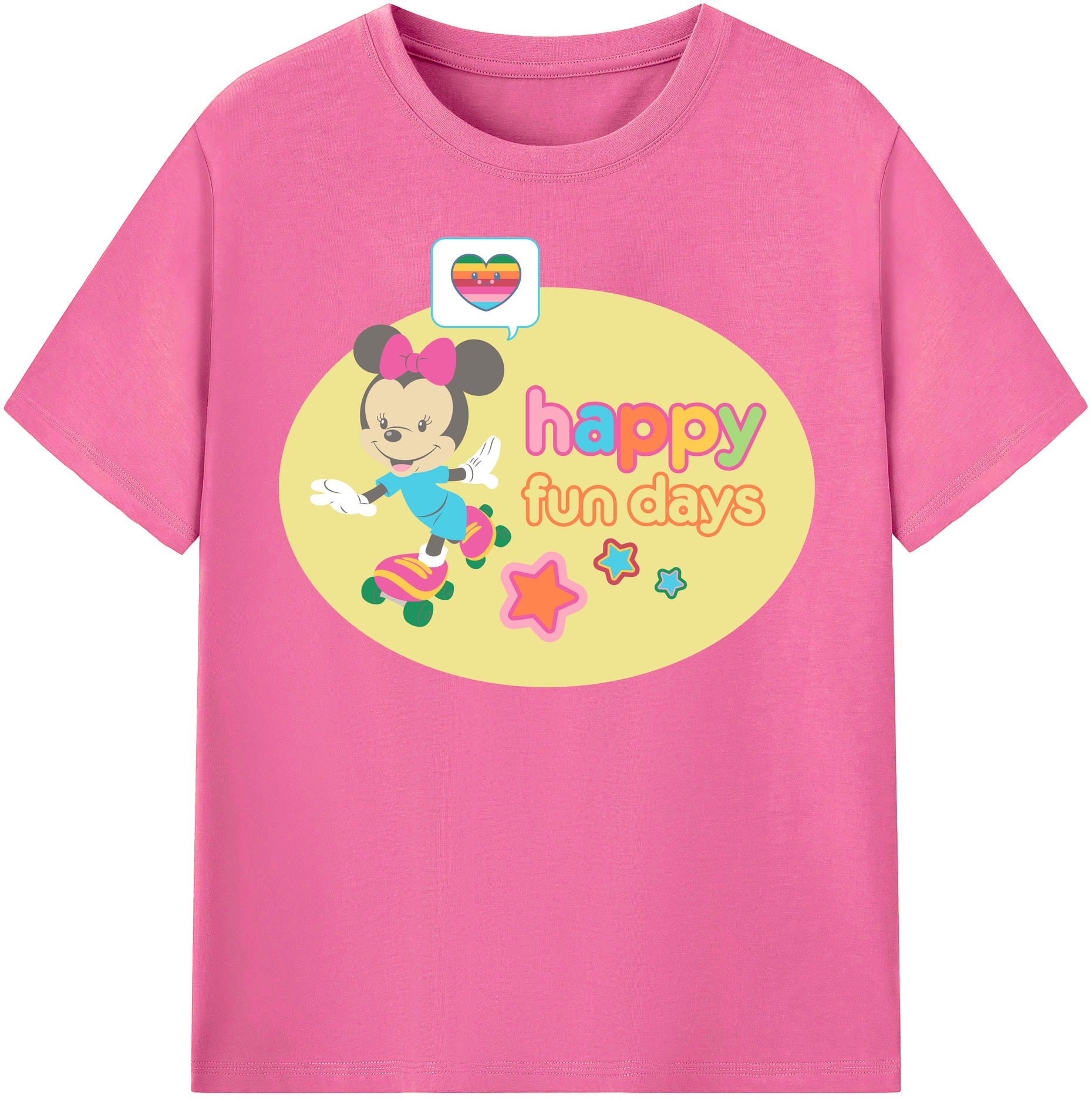 （画像用） ミッキーマウス Mickey Mouse レディースカジュアルプリントTシャツ（綿100％）